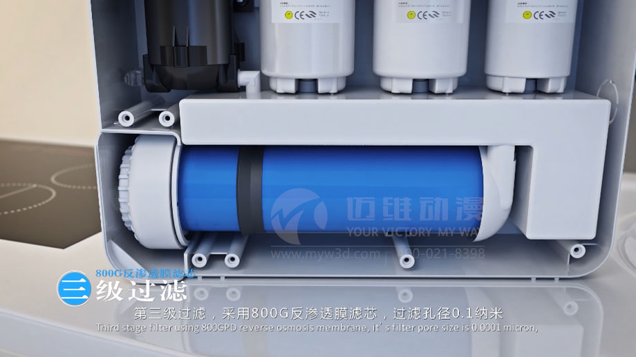 凈水器三維動畫案例展示：出水就可以直接喝的反滲透直飲水機(jī)。(圖6)