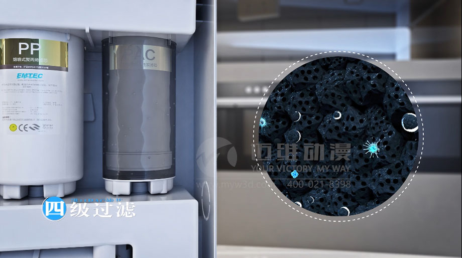 凈水器三維動畫案例展示：出水就可以直接喝的反滲透直飲水機(jī)。(圖7)