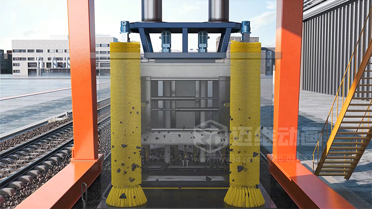 工業(yè)三維動(dòng)畫(huà)賦能：火車(chē)箱粘凍煤清車(chē)機(jī)器人自動(dòng)化清掃工藝可視化方案(圖4)